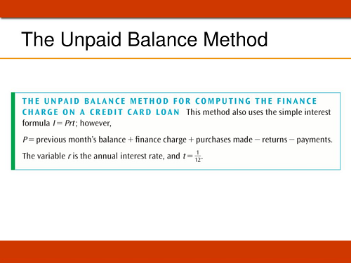 Unpaid Balance Method